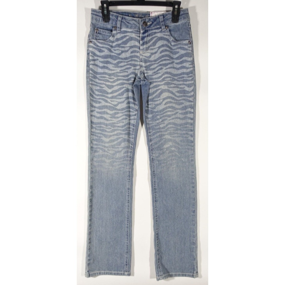 Total Girls Jeans Girls 8 Straight Leg Adjustable Waist Embellished Animal Print
